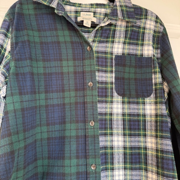 L.L.BEAN Scotch Plaid Flannel Colorblock Button Down Shirt, Size XL - EUC! - Picture 2 of 9